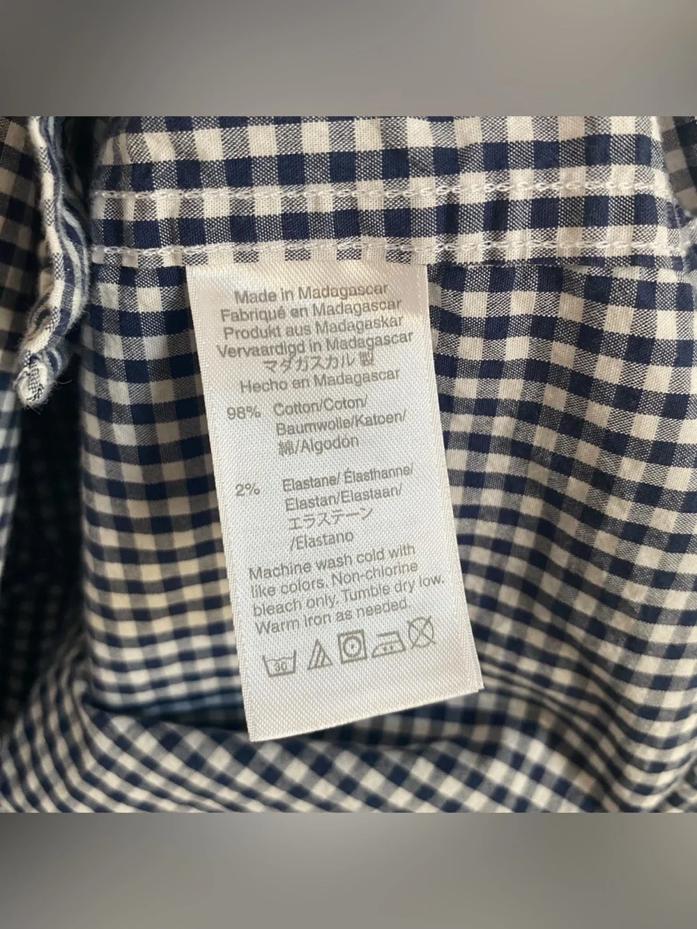 J.Crew Men's Flex Navy White Gingham Long Sleeve Button Down Shirt Size Medium